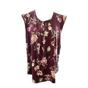 PaperMoon Trucker Split Neck Knit Top 2X Floral Stitch Fix
